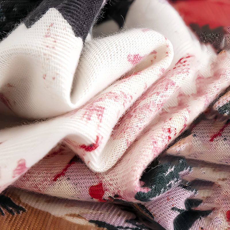 Tibetan Flower Print Shawl - Cozy Warm Scarf Tibetan Flower Print Shawl - Cozy Warm Scarf