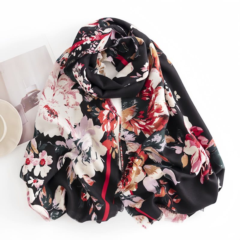 Tibetan Flower Print Shawl - Cozy Warm Scarf Tibetan Flower Print Shawl - Cozy Warm Scarf