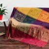 Manta Floral Tibetana Tingida à Mão Tibetan Hand-Dyed Floral Blanket
