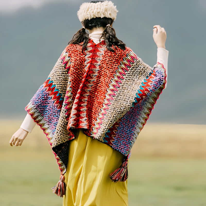 Tibetan Knitted Tassel Shawl Tibetan Knitted Tassel Shawl