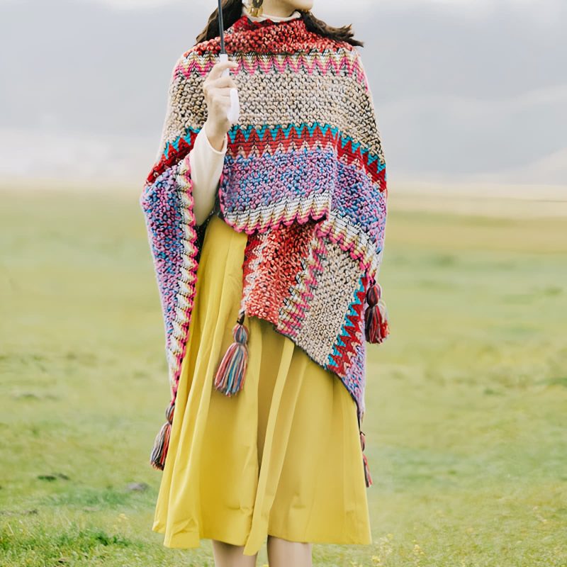 Tibetan Knitted Tassel Shawl Tibetan Knitted Tassel Shawl