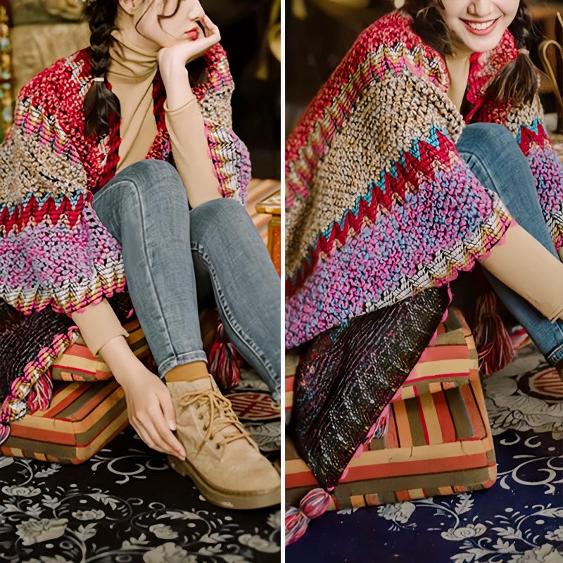 Tibetan Knitted Tassel Shawl Tibetan Knitted Tassel Shawl