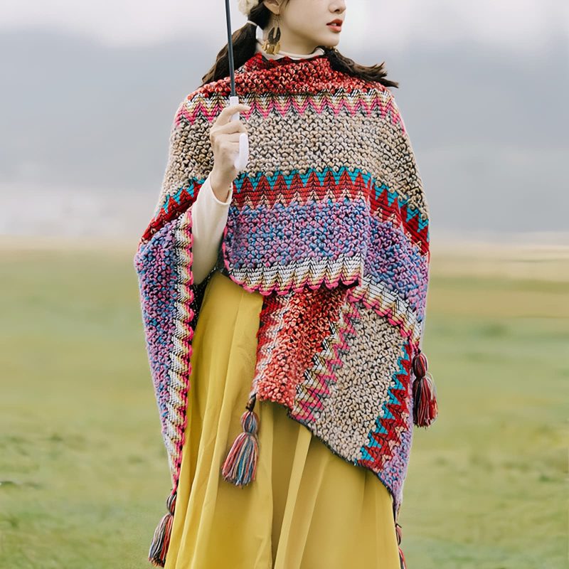 Tibetan Knitted Tassel Shawl Tibetan Knitted Tassel Shawl