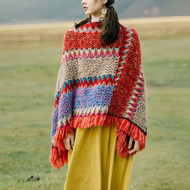 Tibetan Knitted Tassel Shawl Tibetan Knitted Tassel Shawl