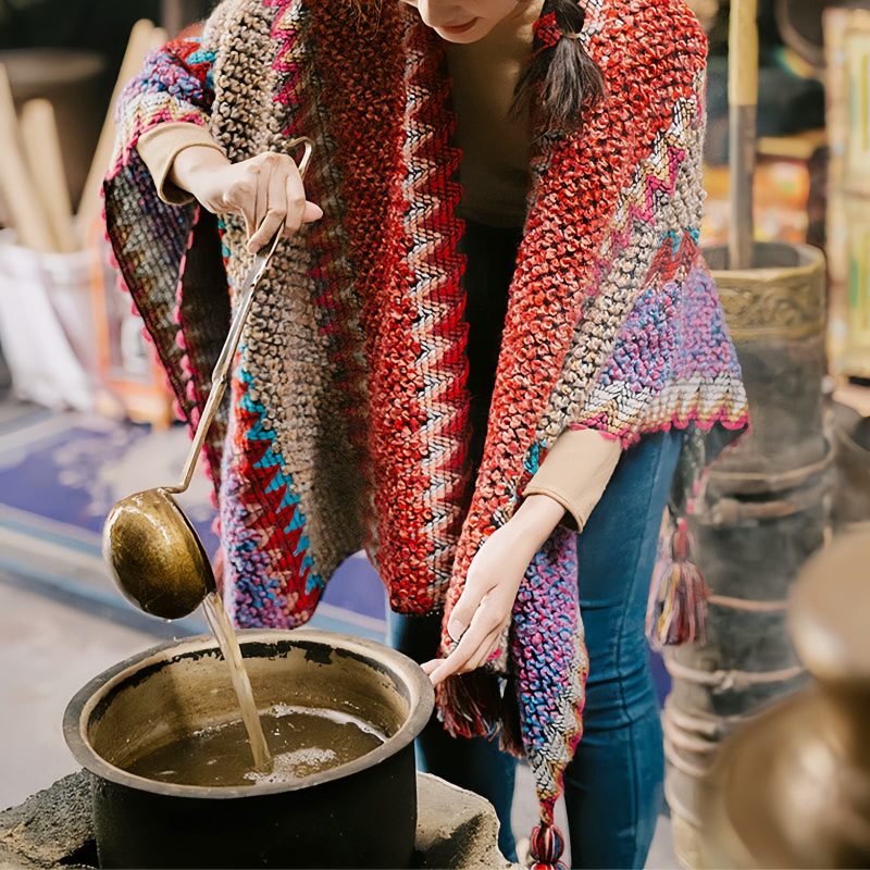 Tibetan Knitted Tassel Shawl Tibetan Knitted Tassel Shawl