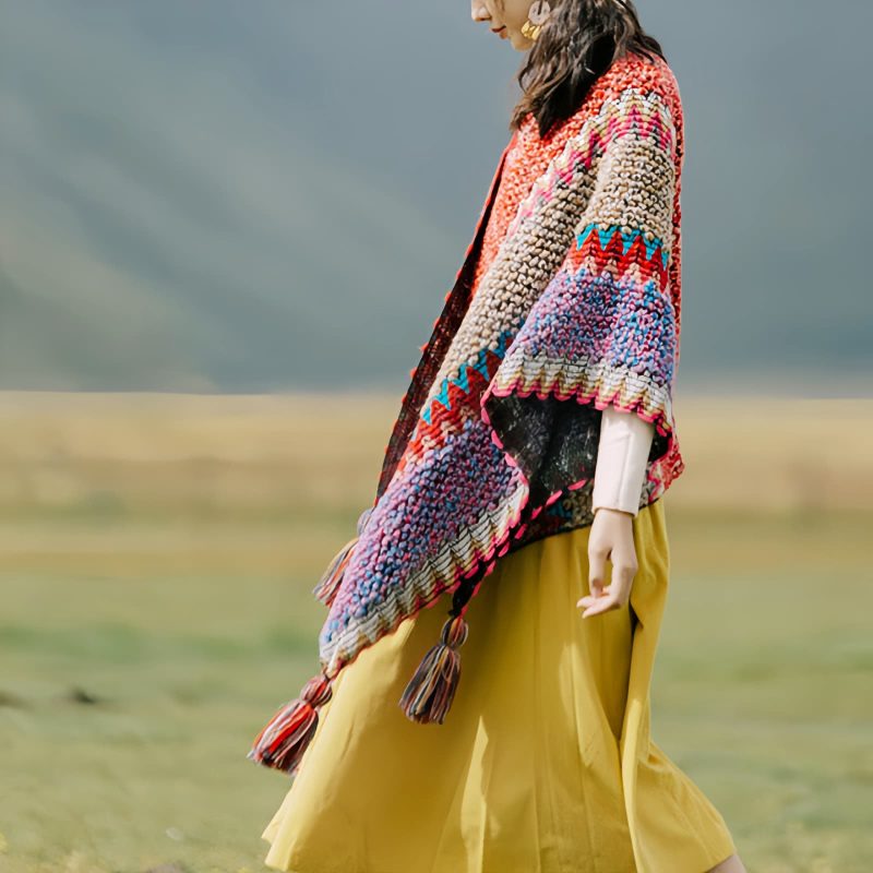Tibetan Knitted Tassel Shawl Tibetan Knitted Tassel Shawl