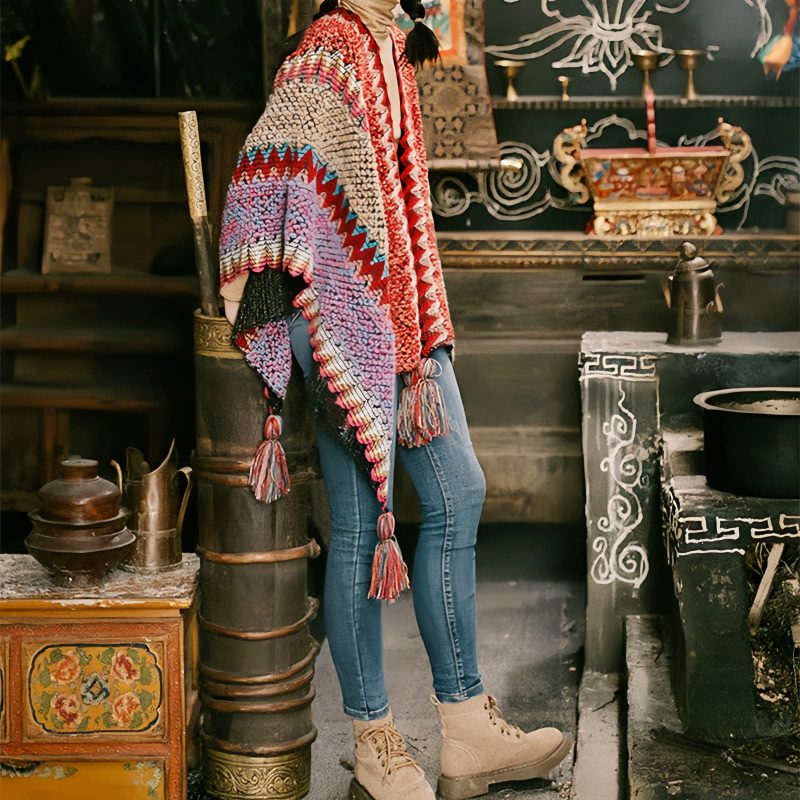 Tibetan Knitted Tassel Shawl Tibetan Knitted Tassel Shawl