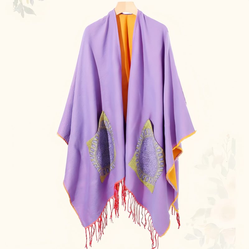 Tibetan Geometric Mandala Shawl with Pockets Tibetan Geometric Mandala Shawl with Pockets
