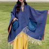 Tibetan Geometric Mandala Shawl with Pockets Tibetan Geometric Mandala Shawl with Pockets