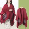Tibetan Geometric Mandala Shawl with Pockets Tibetan Geometric Mandala Shawl with Pockets
