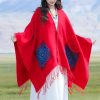 Tibetan Geometric Mandala Shawl with Pockets Tibetan Geometric Mandala Shawl with Pockets