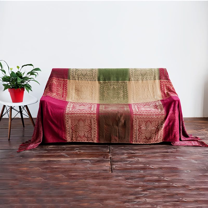 Tibetan Multicolored Hand-Dyed Blanket Tibetan Multicolored Hand-Dyed Blanket