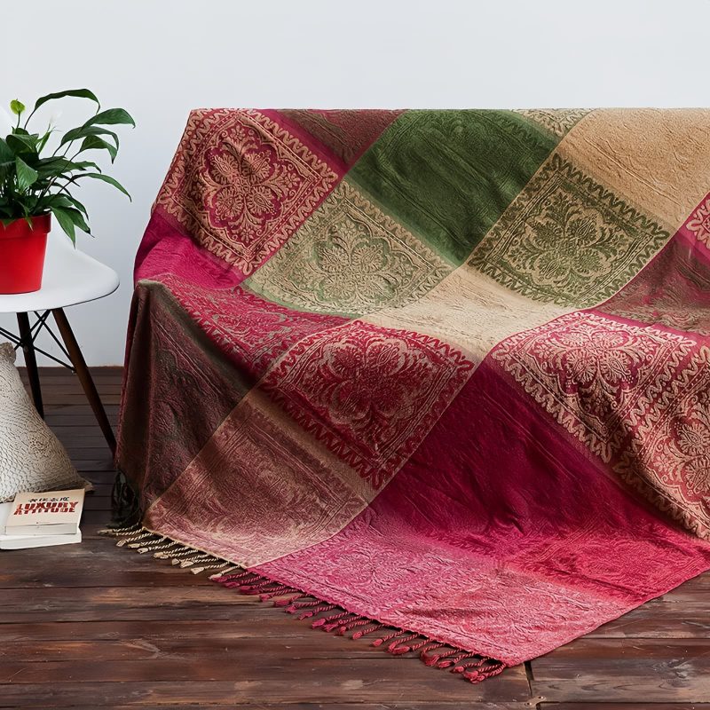 Tibetan Multicolored Hand-Dyed Blanket Tibetan Multicolored Hand-Dyed Blanket