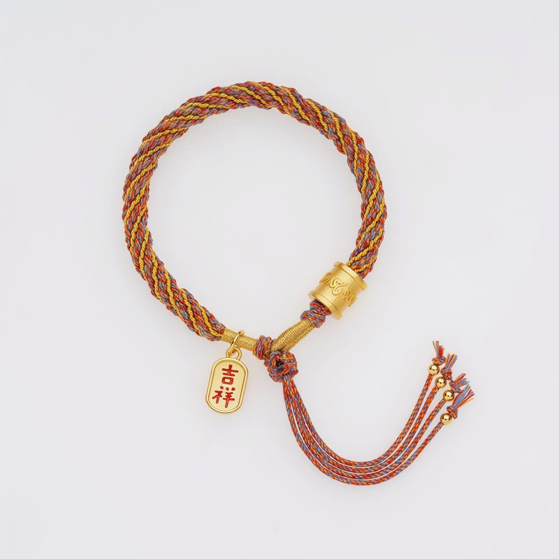 Pulsera Tibetana de los Cinco Colores con Mantra Om Mani Padme Hum y Dije Ruyi Tibetan Multicolored Om Mani Padme Hum Ruyi Charm Bracelet