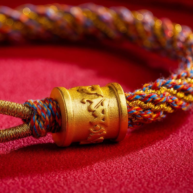 Pulsera Tibetana de los Cinco Colores con Mantra Om Mani Padme Hum y Dije Ruyi Tibetan Multicolored Om Mani Padme Hum Ruyi Charm Bracelet