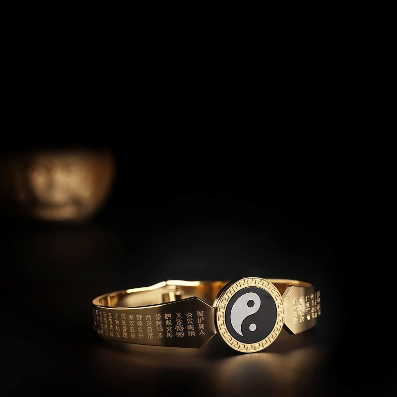 Tibetan Titanium Steel Yin Yang Lotus Bracelet Tibetan Titanium Steel Yin Yang Lotus Bracelet