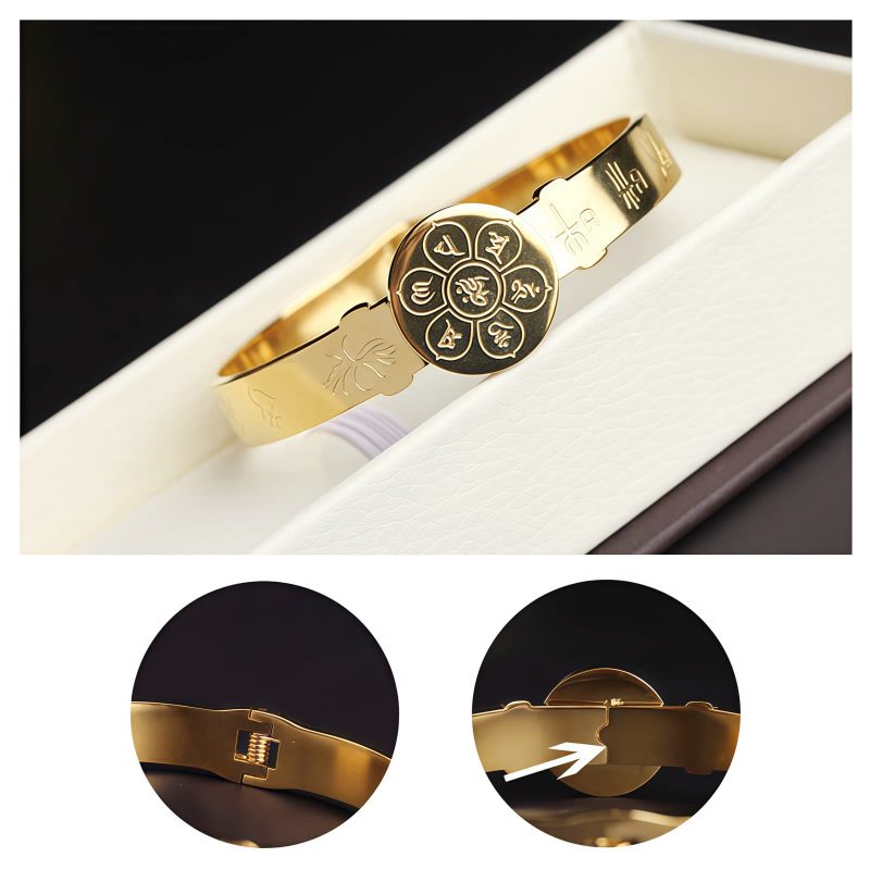 Tibetan Titanium Steel Yin Yang Lotus Bracelet Tibetan Titanium Steel Yin Yang Lotus Bracelet