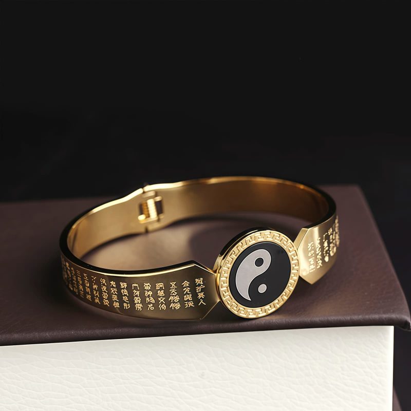 Tibetan Titanium Steel Yin Yang Lotus Bracelet Tibetan Titanium Steel Yin Yang Lotus Bracelet