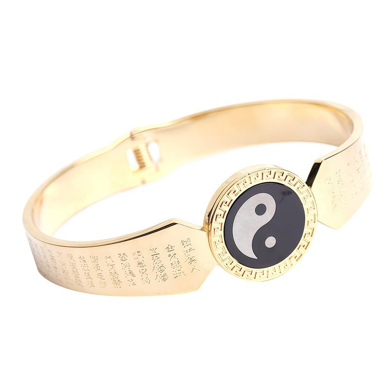 Tibetan Titanium Steel Yin Yang Lotus Bracelet Tibetan Titanium Steel Yin Yang Lotus Bracelet