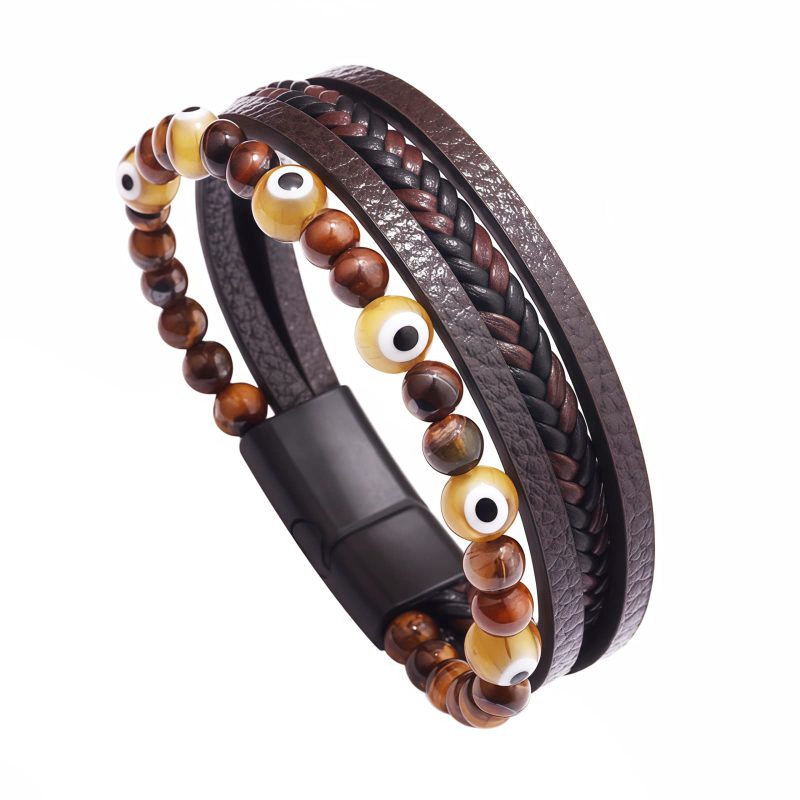 Pulsera de Protección en Ojo de Tigre y Ojo Turco Tiger Eye Evil Eye Protection Bracelet
