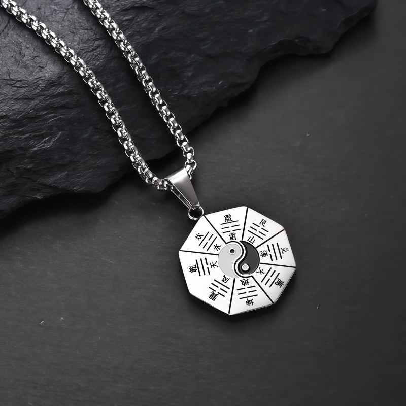Titanium Steel Yin Yang Bagua Pendant Necklace Titanium Steel Yin Yang Bagua Pendant Necklace