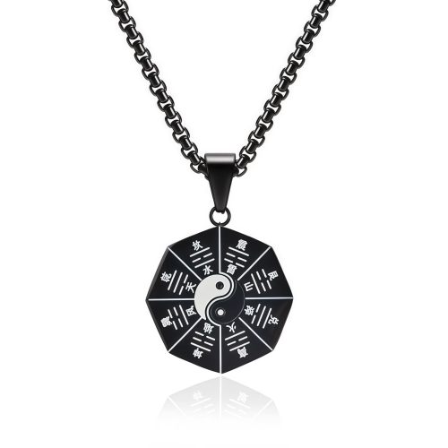 Collar con Colgante Bagua Yin Yang en Acero de Titanio