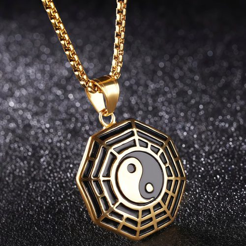 Colar de Equilíbrio Yin Yang em Aço Titânio Colar de Equilíbrio Yin Yang em Aço Titânio