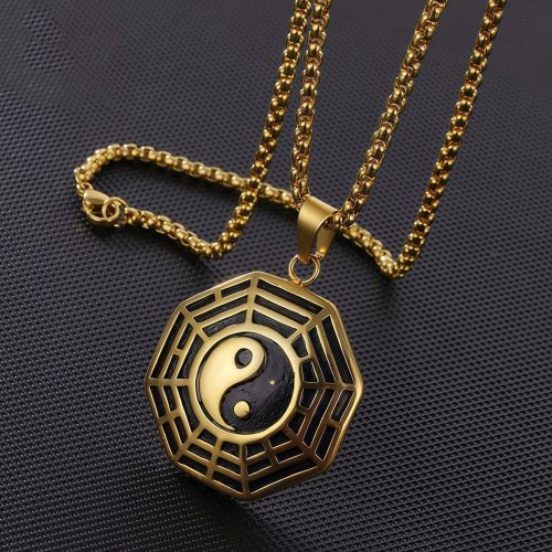 Colar de Equilíbrio Yin Yang em Aço Titânio Colar de Equilíbrio Yin Yang em Aço Titânio