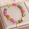 Pulsera de Turmalina y Jade con Símbolo Fu Tourmaline Fu Character Love Bracelet