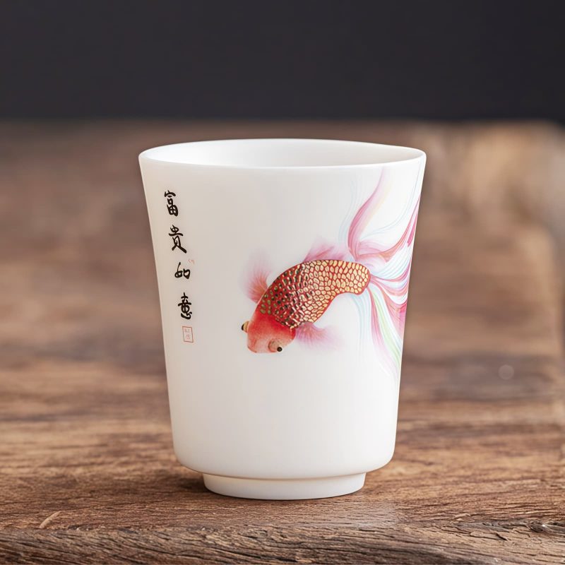 White Ceramic Koi Fish Teacup White Ceramic Koi Fish Teacup