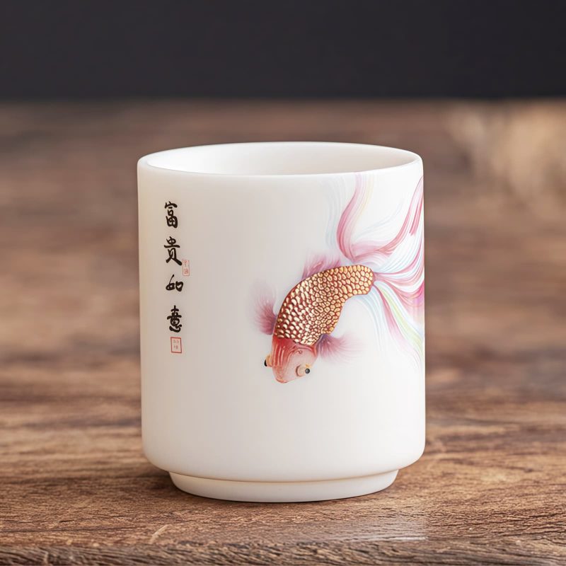 White Ceramic Koi Fish Teacup White Ceramic Koi Fish Teacup