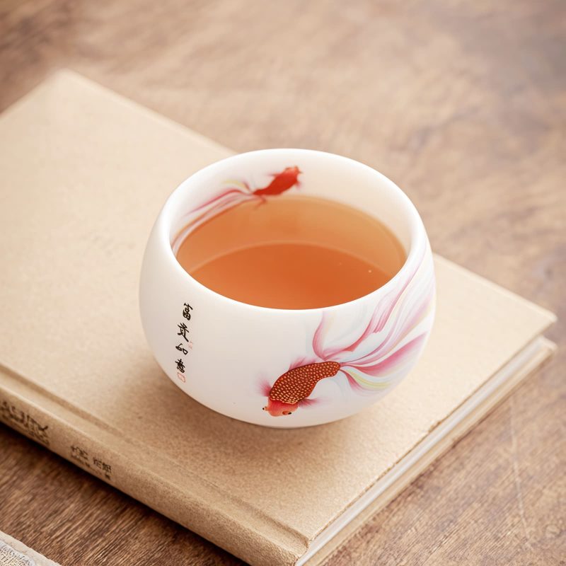 White Ceramic Koi Fish Teacup White Ceramic Koi Fish Teacup