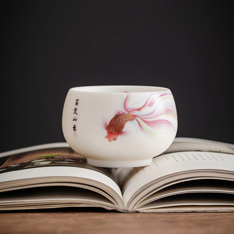 White Ceramic Koi Fish Teacup White Ceramic Koi Fish Teacup
