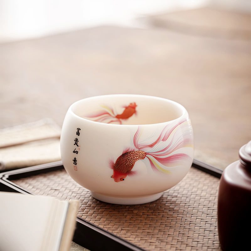 White Ceramic Koi Fish Teacup White Ceramic Koi Fish Teacup