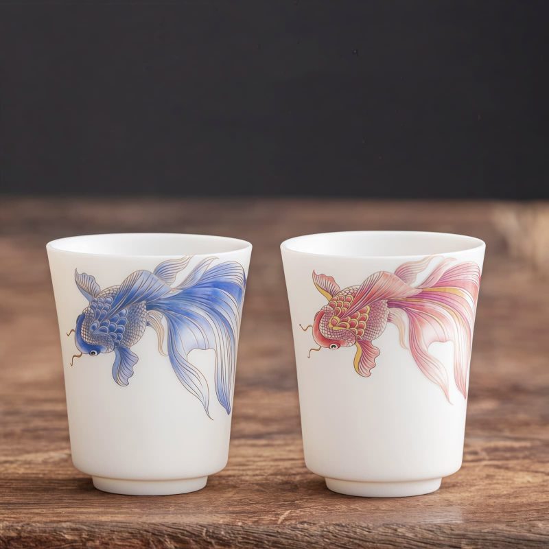 White Ceramic Koi Fish Teacup White Ceramic Koi Fish Teacup