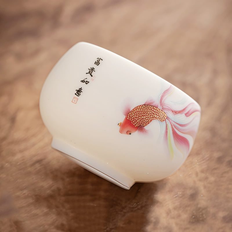 White Ceramic Koi Fish Teacup White Ceramic Koi Fish Teacup