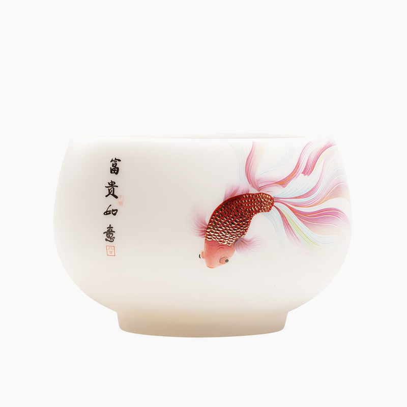 White Ceramic Koi Fish Teacup White Ceramic Koi Fish Teacup