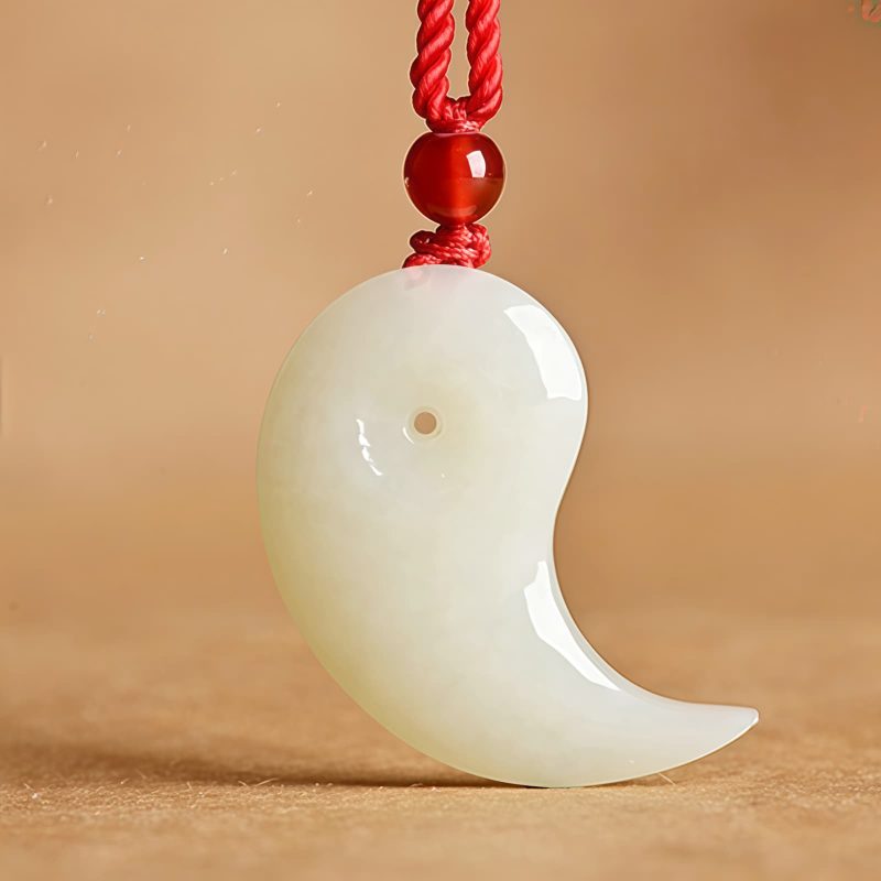 Yin Yang White and Cyan Jade Protection Necklace Yin Yang White and Cyan Jade Protection Necklace