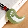 Yin Yang White and Cyan Jade Protection Necklace Yin Yang White and Cyan Jade Protection Necklace