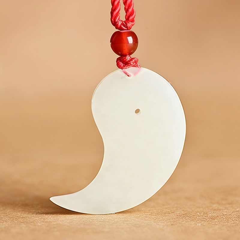 Yin Yang White and Cyan Jade Protection Necklace Yin Yang White and Cyan Jade Protection Necklace