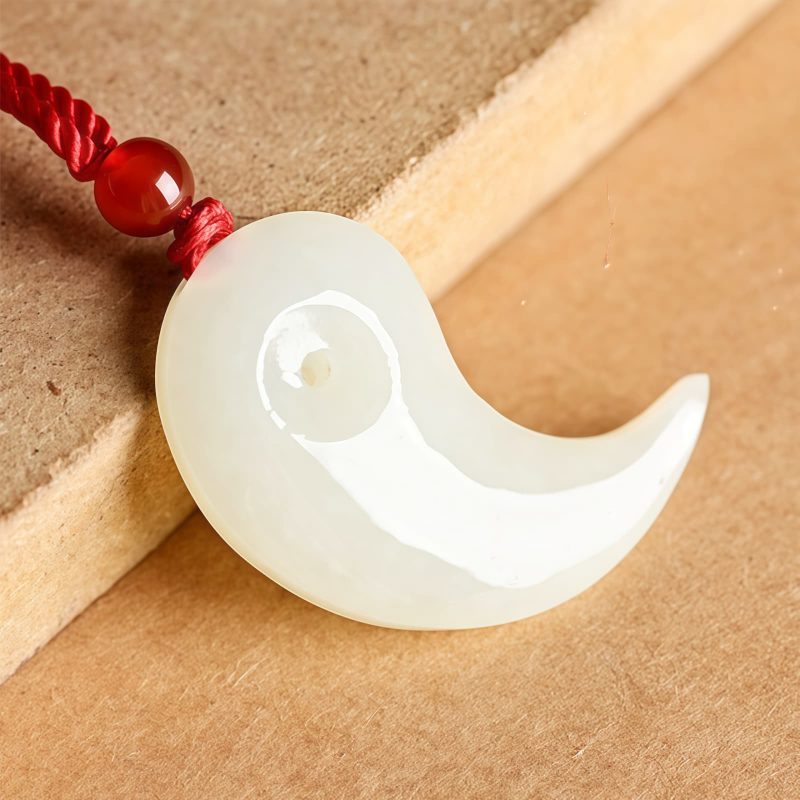 Yin Yang White and Cyan Jade Protection Necklace Yin Yang White and Cyan Jade Protection Necklace