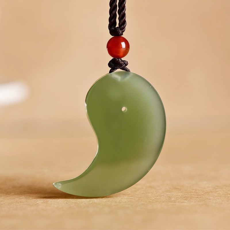 Yin Yang White and Cyan Jade Protection Necklace Yin Yang White and Cyan Jade Protection Necklace