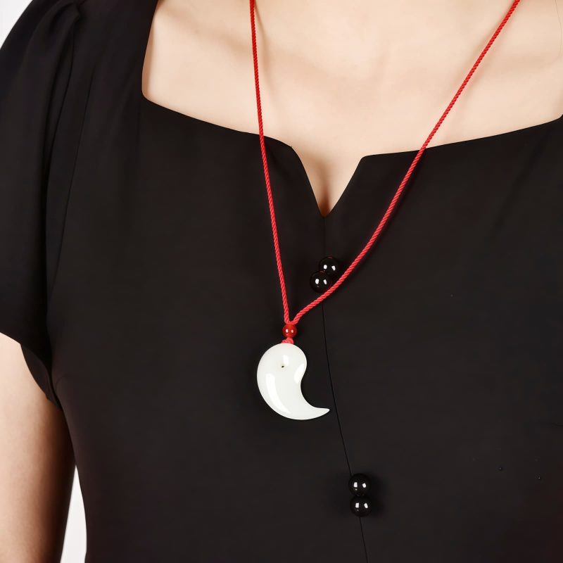 Yin Yang White and Cyan Jade Protection Necklace Yin Yang White and Cyan Jade Protection Necklace