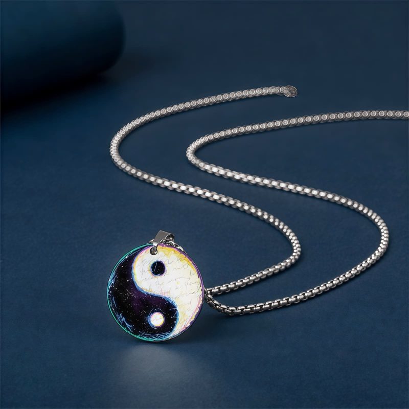 Yin Yang Koi Fish Dragon Titanium Steel Pendant Necklace Yin Yang Koi Fish Dragon Titanium Steel Pendant Necklace