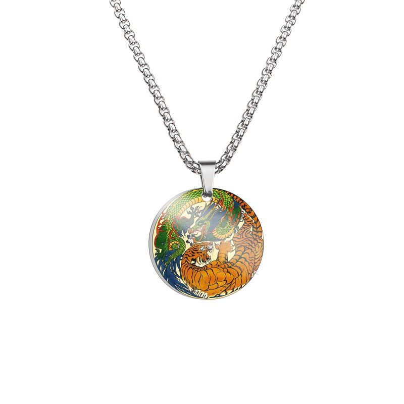 Yin Yang Koi Fish Dragon Titanium Steel Pendant Necklace Yin Yang Koi Fish Dragon Titanium Steel Pendant Necklace