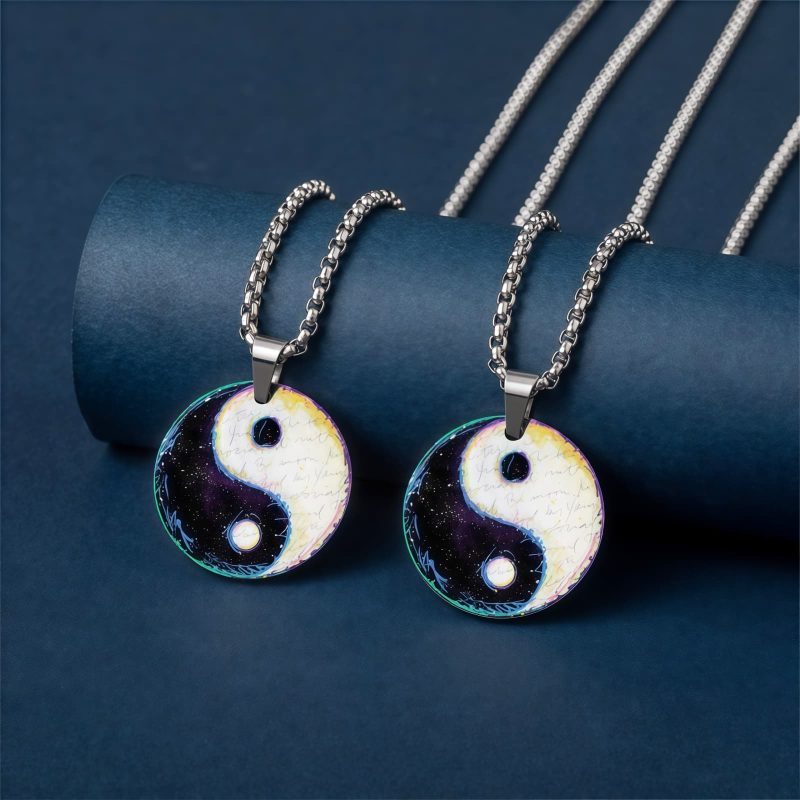 Yin Yang Koi Fish Dragon Titanium Steel Pendant Necklace Yin Yang Koi Fish Dragon Titanium Steel Pendant Necklace