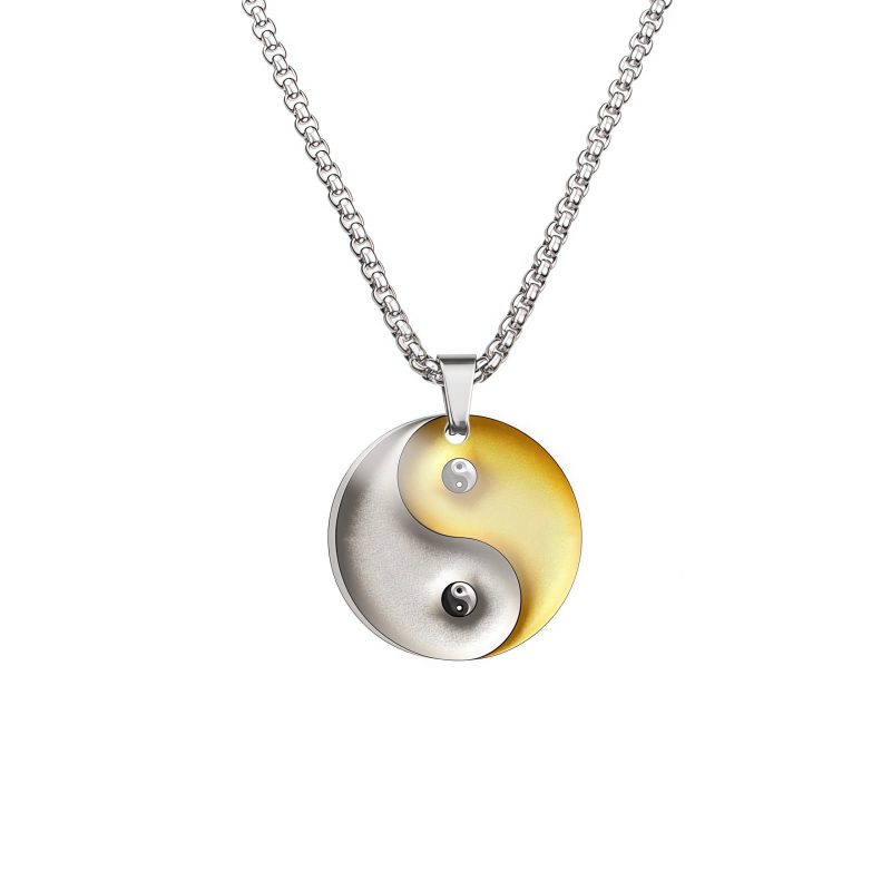 Yin Yang Koi Fish Dragon Titanium Steel Pendant Necklace Yin Yang Koi Fish Dragon Titanium Steel Pendant Necklace