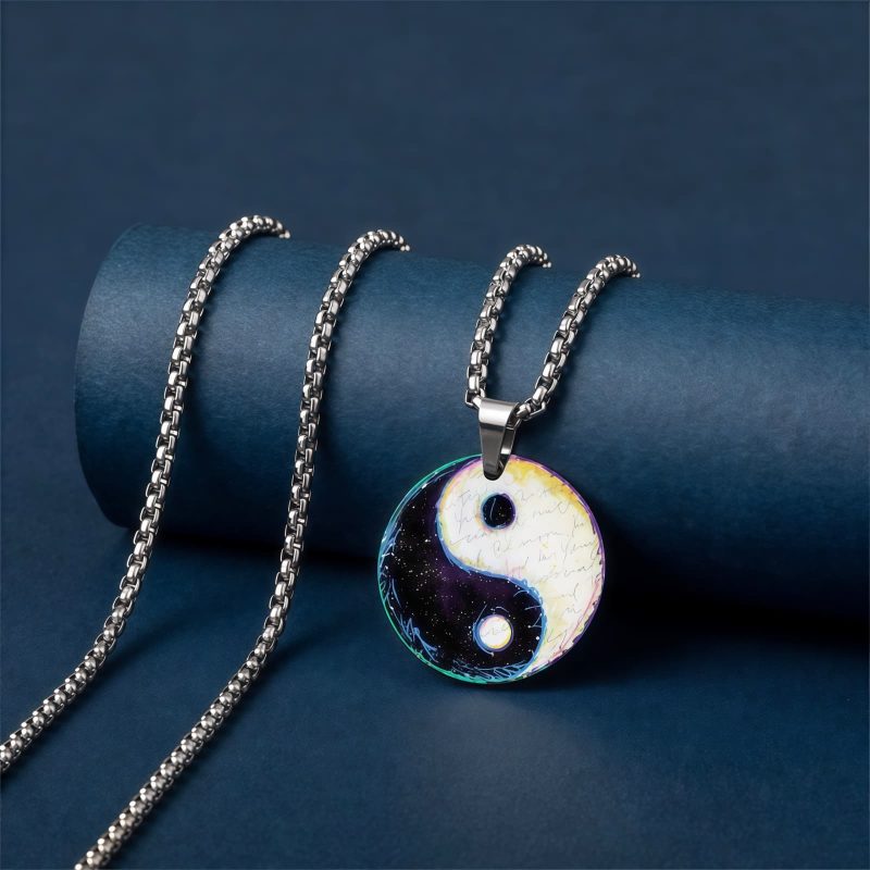 Yin Yang Koi Fish Dragon Titanium Steel Pendant Necklace Yin Yang Koi Fish Dragon Titanium Steel Pendant Necklace