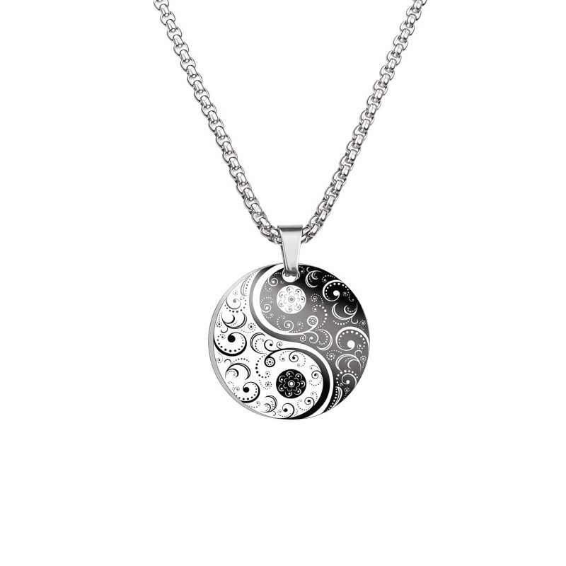 Yin Yang Koi Fish Dragon Titanium Steel Pendant Necklace Yin Yang Koi Fish Dragon Titanium Steel Pendant Necklace