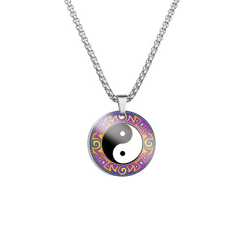 Yin Yang Koi Fish Dragon Titanium Steel Pendant Necklace Yin Yang Koi Fish Dragon Titanium Steel Pendant Necklace